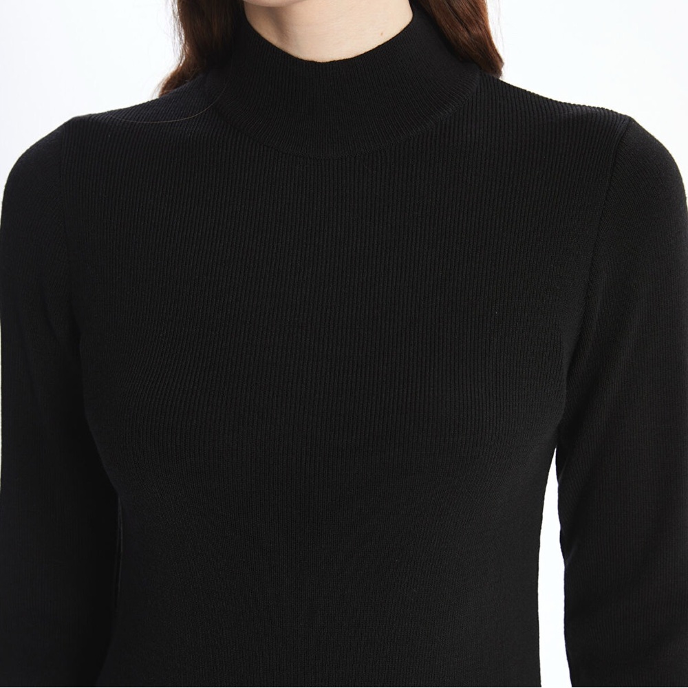 DKNY Black Knit Mock Neck Button Detail Long Sleeve Sweater Dress Size M - Picture 8 of 11